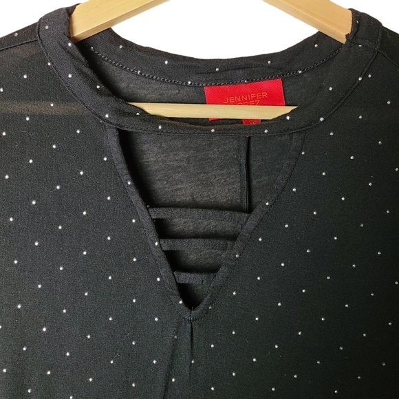 Jennifer Lopez Sz.M black v-neck T-shirt slinky Lagenlook casual comfortable - Picture 3 of 8